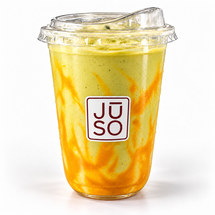 JŪSO Avo-Nilla avocado and mango smoothie with golden mango swirls