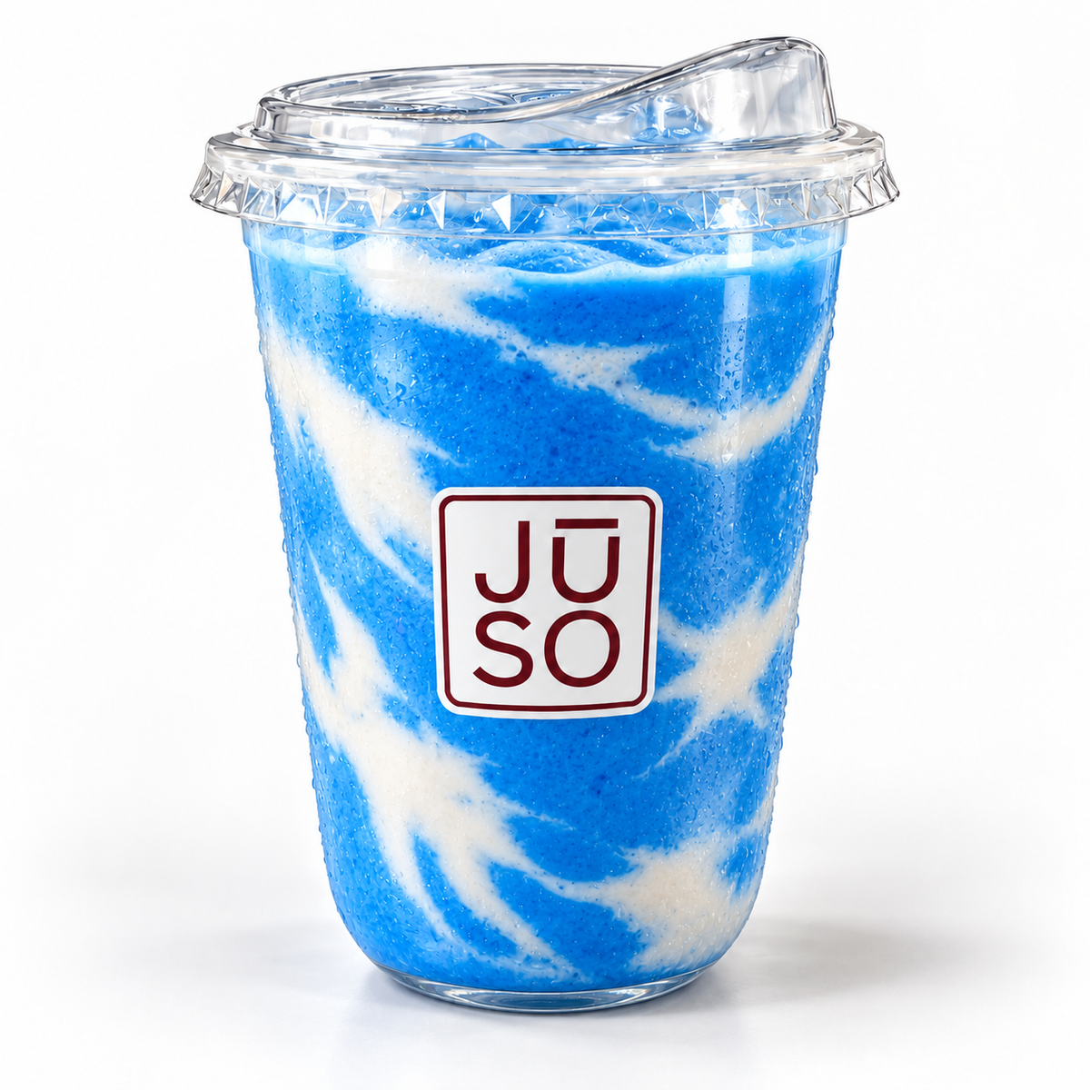 JŪSO Blue Moon smoothie with blue spirulina and coconut milk swirls