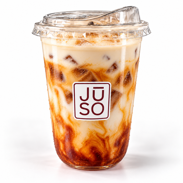 JŪSO Honey Iced Latte with milk, espresso and cold foam