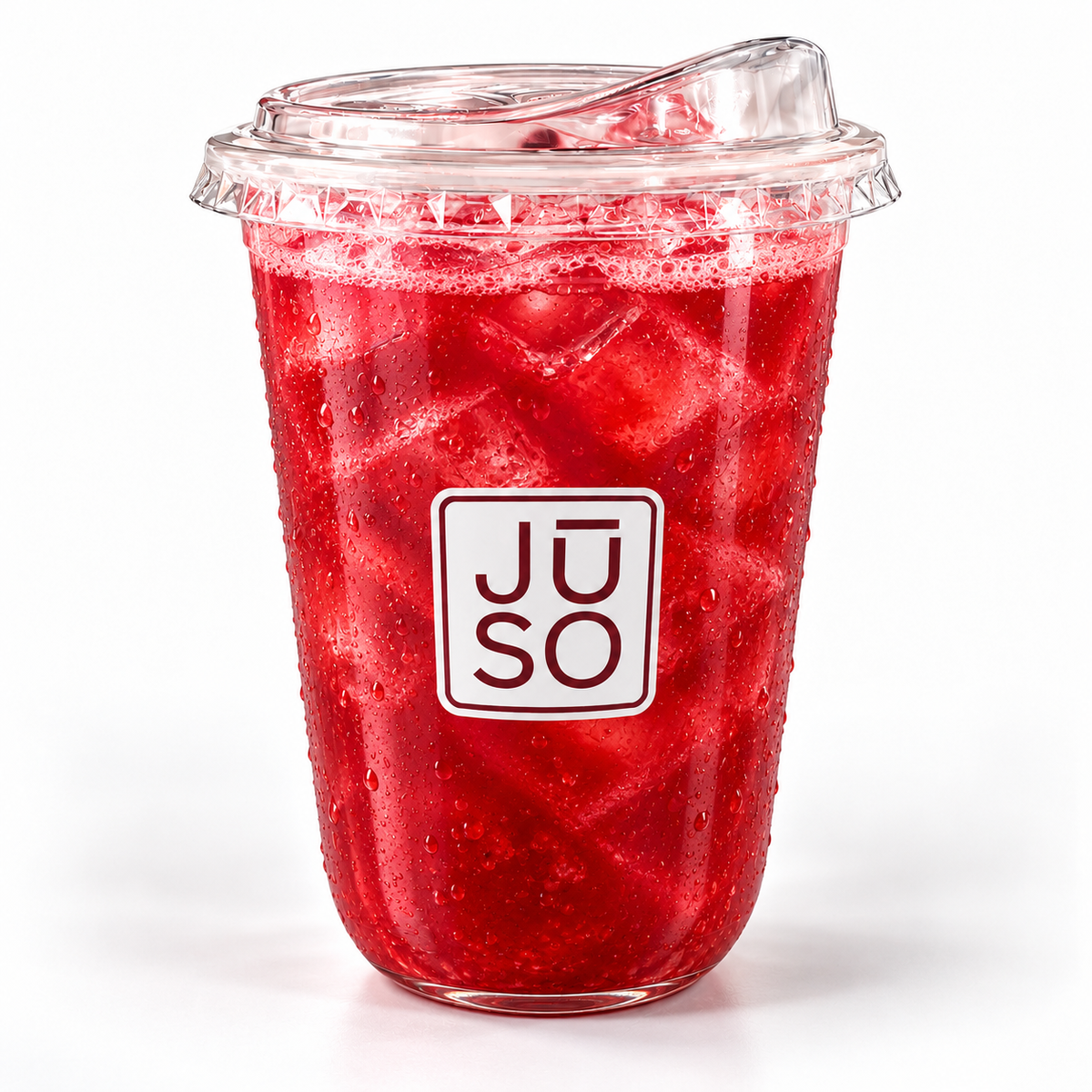 JŪSO Red Reset ruby red fruit and vegetable juice served over ice