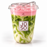 JŪSO White Rose matcha with white chocolate milk and pink rose cold foam